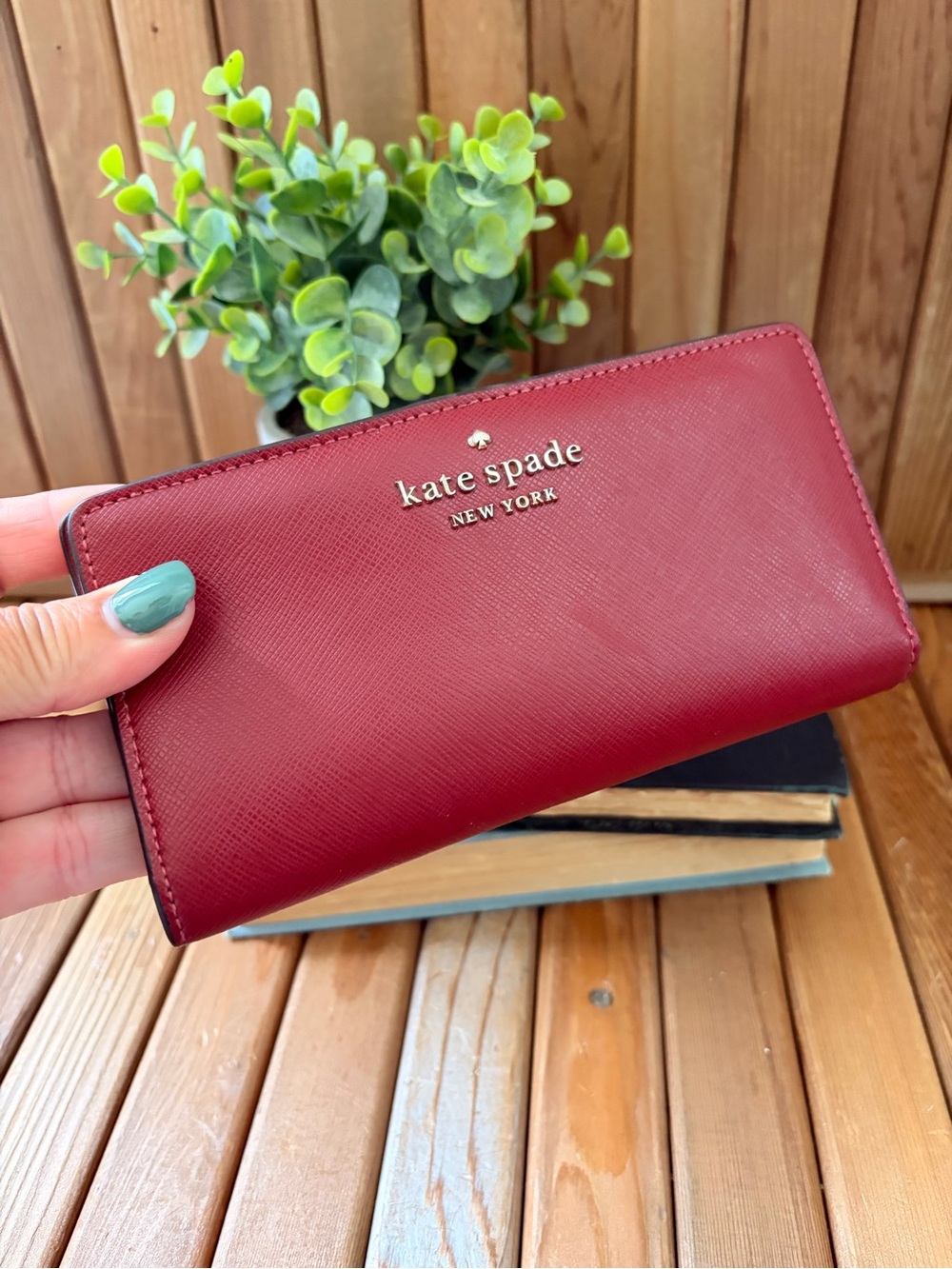 Kate Spade in Red Saffiano Leather Bifold Wallet - Picture 2 of 11
